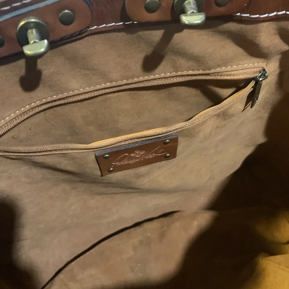 Patricia Nash Brown Explorer Tote with Map Design - Picture 2 of 5